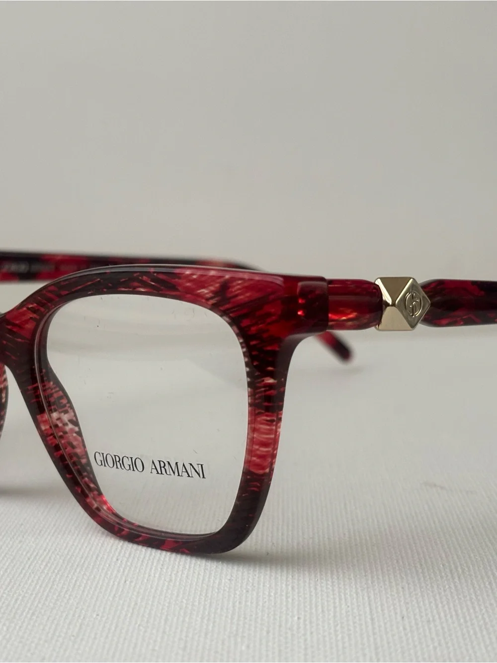 Giorgio Armani Women's Red Tortoiseshell Cat-Eye Optical Frames